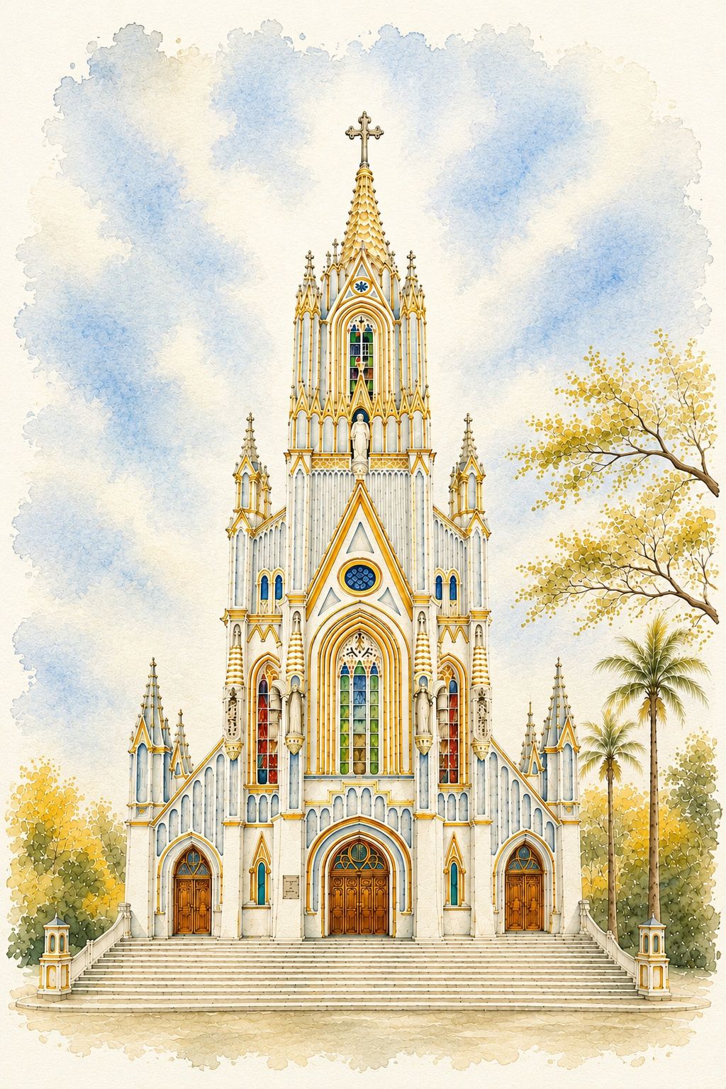 Ilustração da Basílica Nossa Senhora de Lourdes